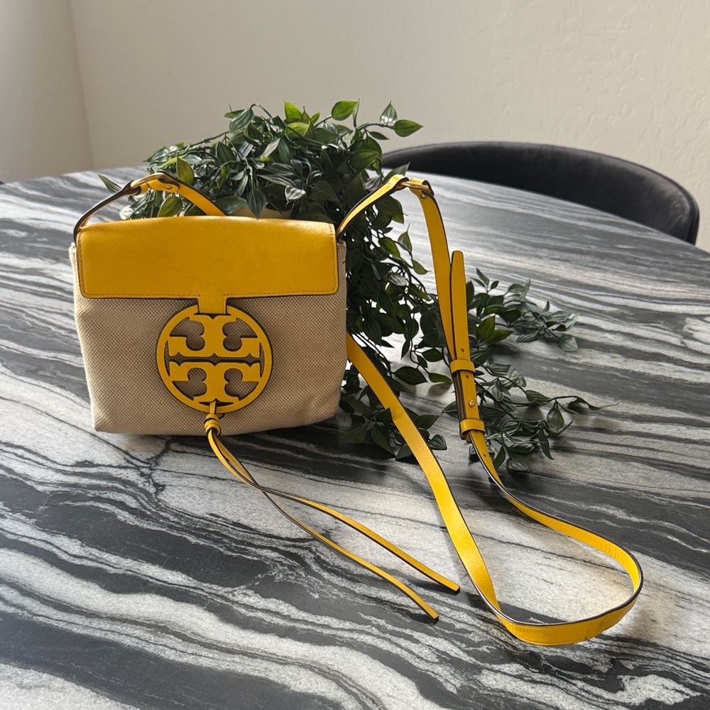 Tory Burch Yellow and Tan Crossbody Bag